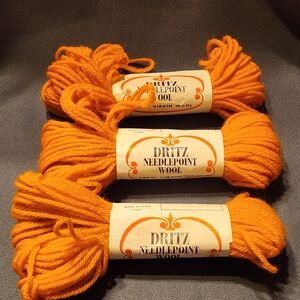 3 Skeins Dritz Needlepoint Wool Yarn Orange
